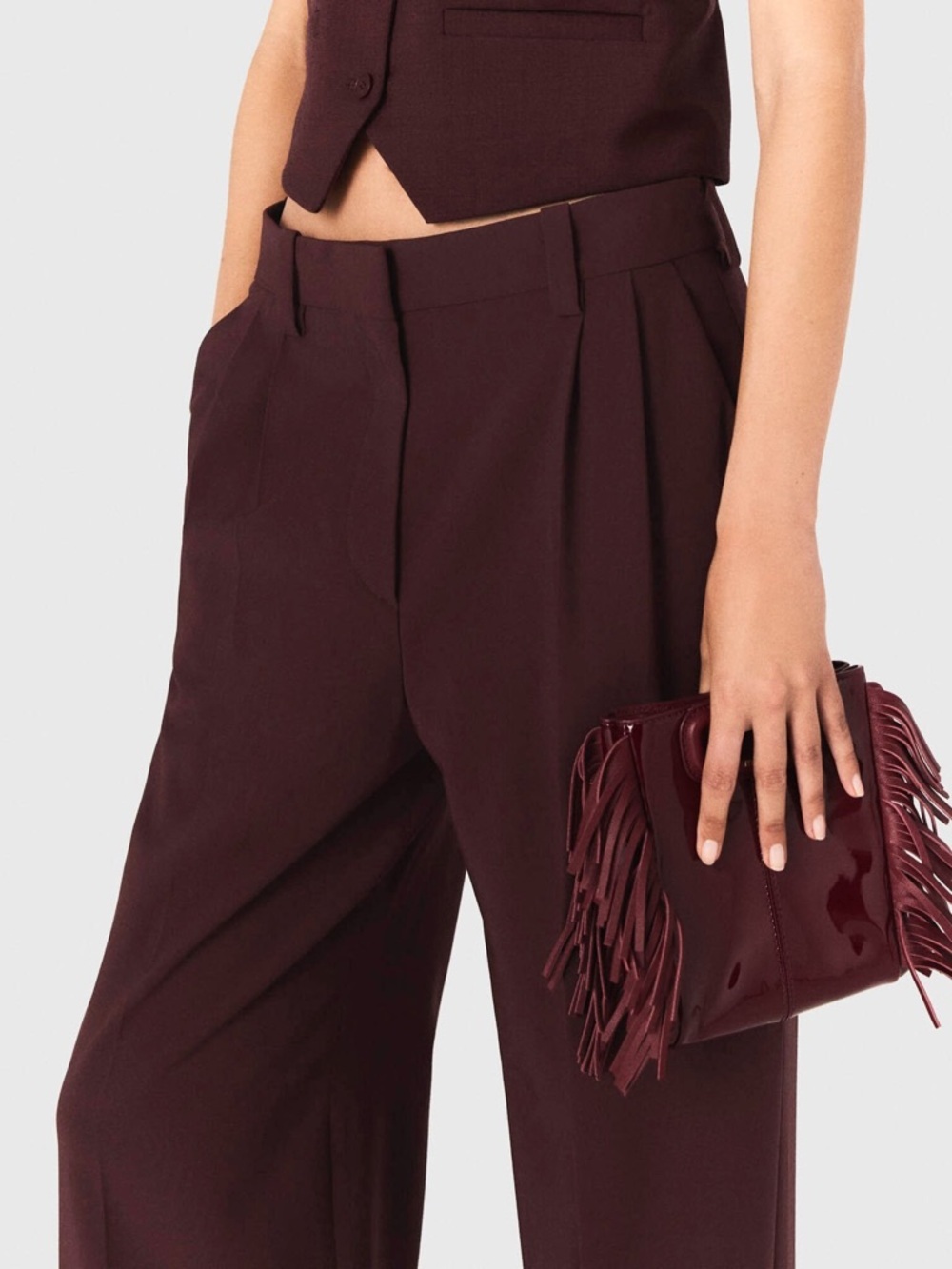 Autumn Dress Pants Maje Tailored High-Waist Interview Outfit - Picture 5 of 14